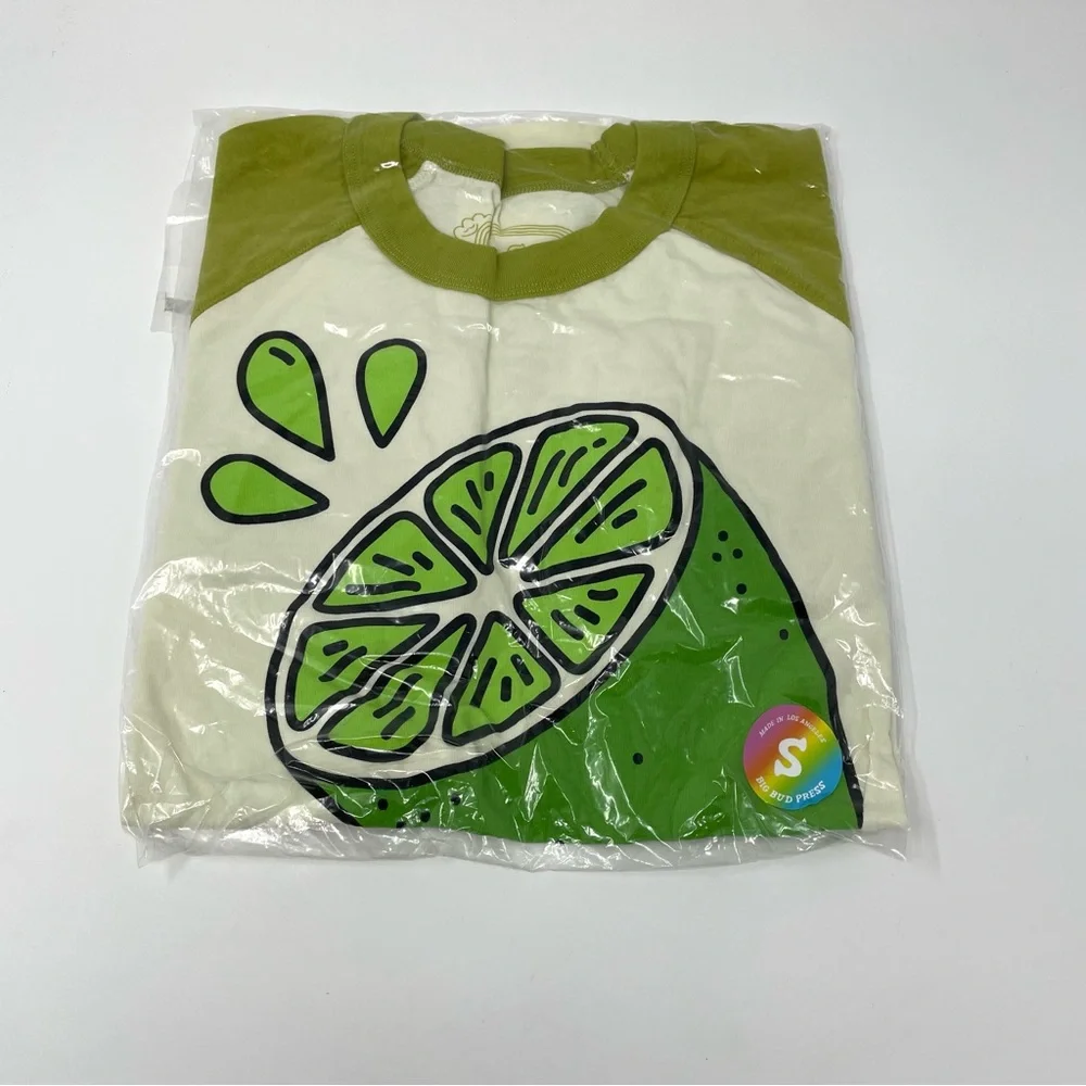 BIG BUD PRESS Lime Raglan Tee 3/4 Sleeve - Picture 1 of 6